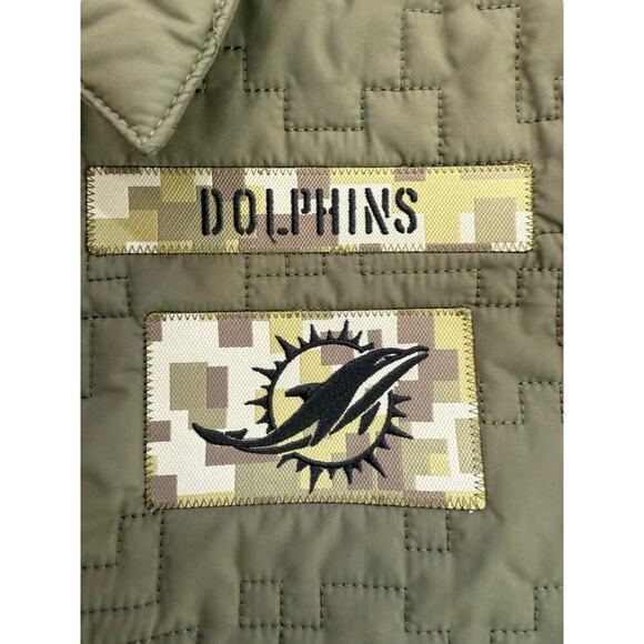 Nike Green NFL salute to service Miami Dolphins Snap Button Jacket Size large - Picture 2 of 7